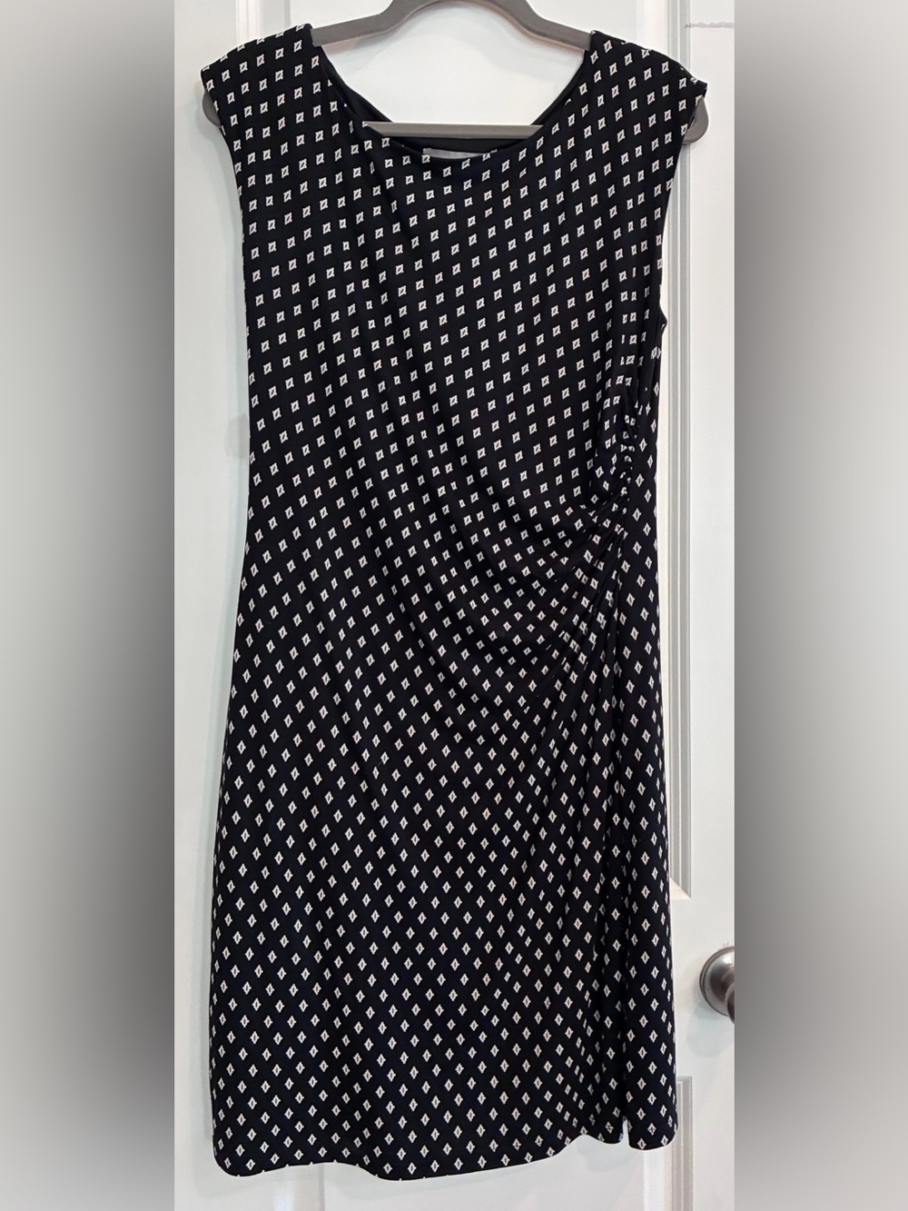 LOFT Black Dress with White Diamond Print